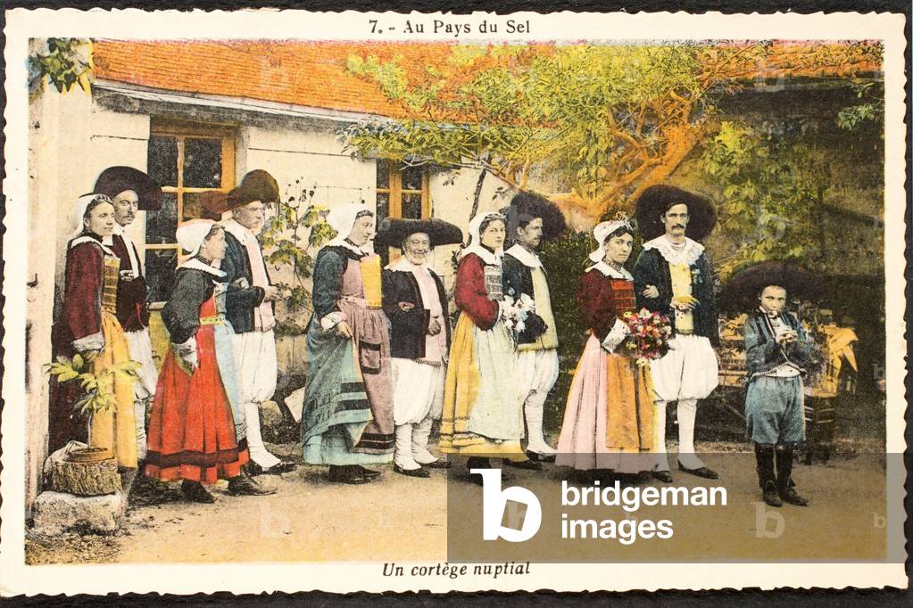 Old postcard/Bridal Cortege/Wedding/Land of salt/Le Pouliguen/Atlantic Loire/Pays de la Loire/France