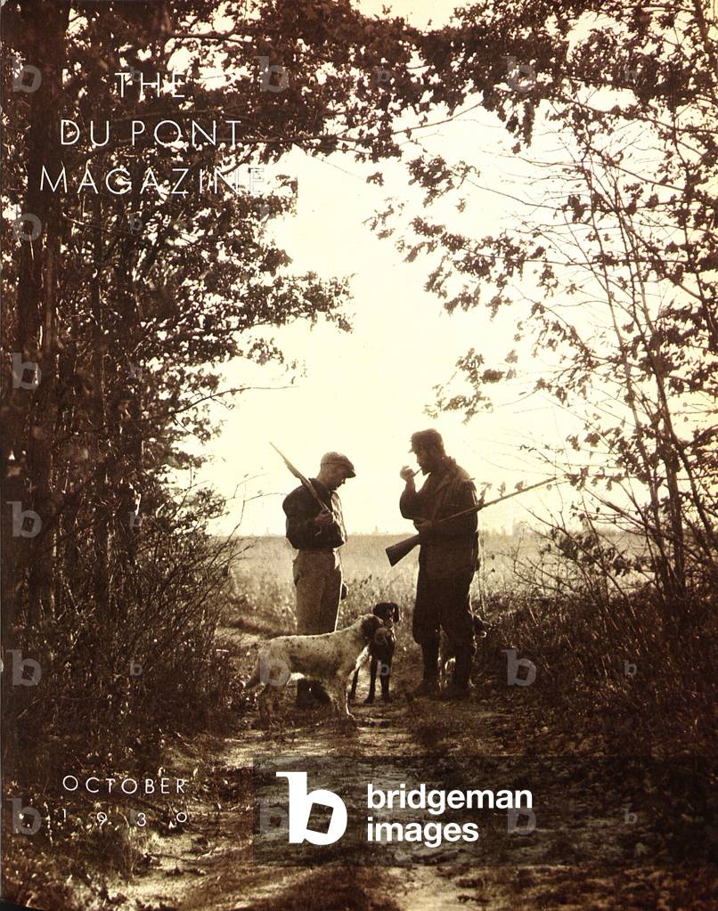 Hunters, front cover of the 'DuPont Magazine', October 1930 (colour litho)