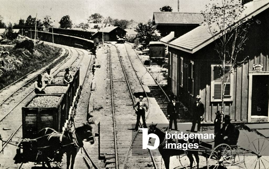 Deposito e piste, Waymart, Pennsylvania, 1895 (foto in b/n)