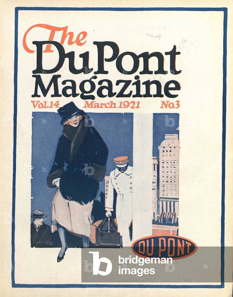 Travellers, front cover of the 'DuPont Magazine', March 1921 (colour litho)