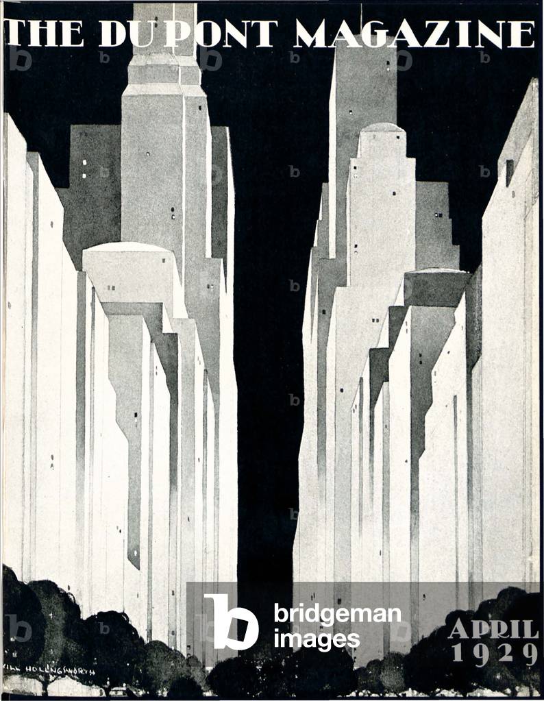 Skyscrapers, front cover of the 'DuPont Magazine', April 1929 (litho)