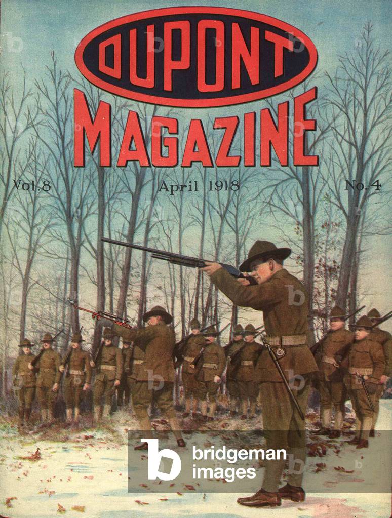 Soldiers, front cover of the 'DuPont Magazine', April 1918 (colour litho)