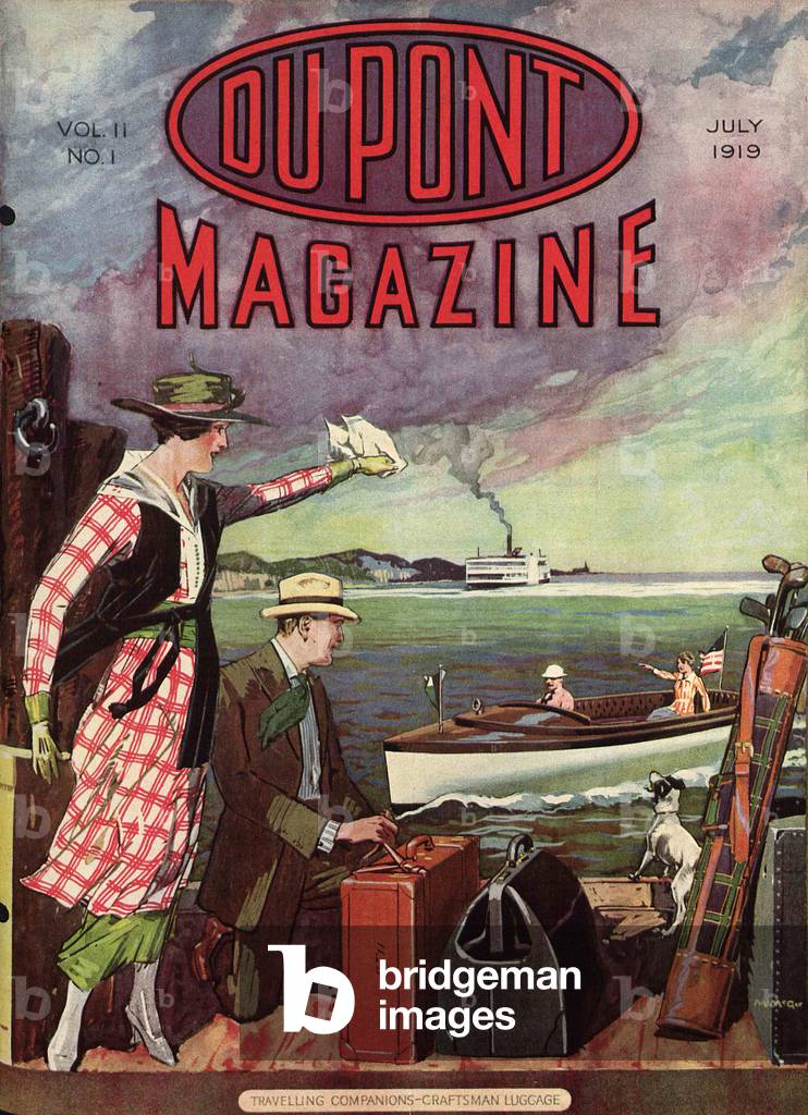 Travelling Companion - Craftsman Luggage, front cover of the 'DuPont Magazine', July 1919 (colour litho)