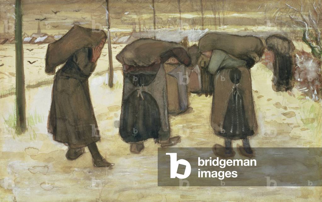 Mogli di minatori che trasportano sacchi di carbone, 1882 (w/c su carta)