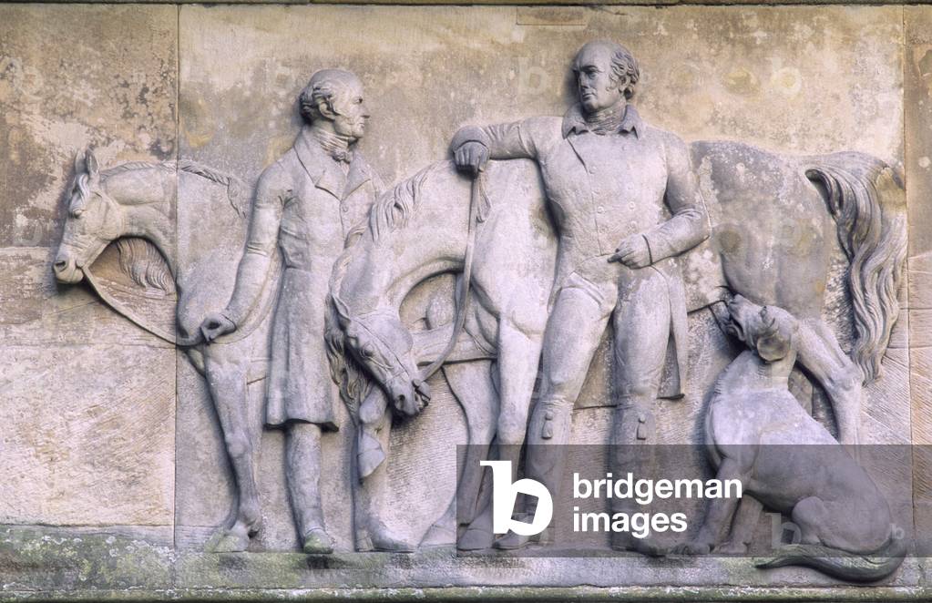 Detail of the relief from the base of the Leicester Monument, by John Henning (1771-1851) 1845-48, Holkham Hall, Norfolk (photo) 