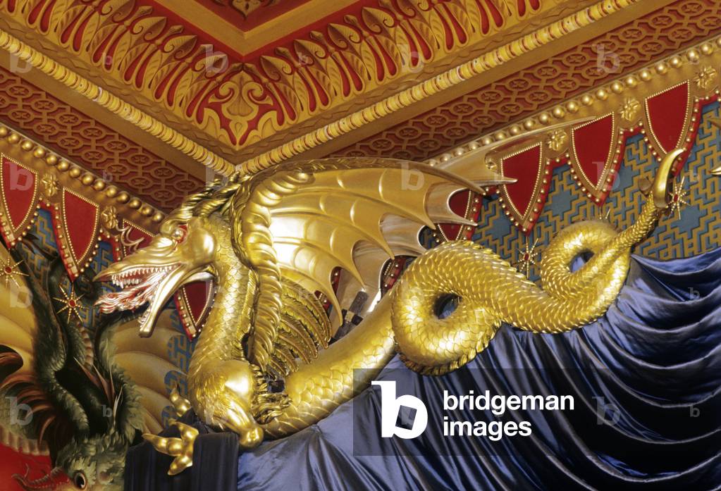 Dragon in the music room (mixed media)