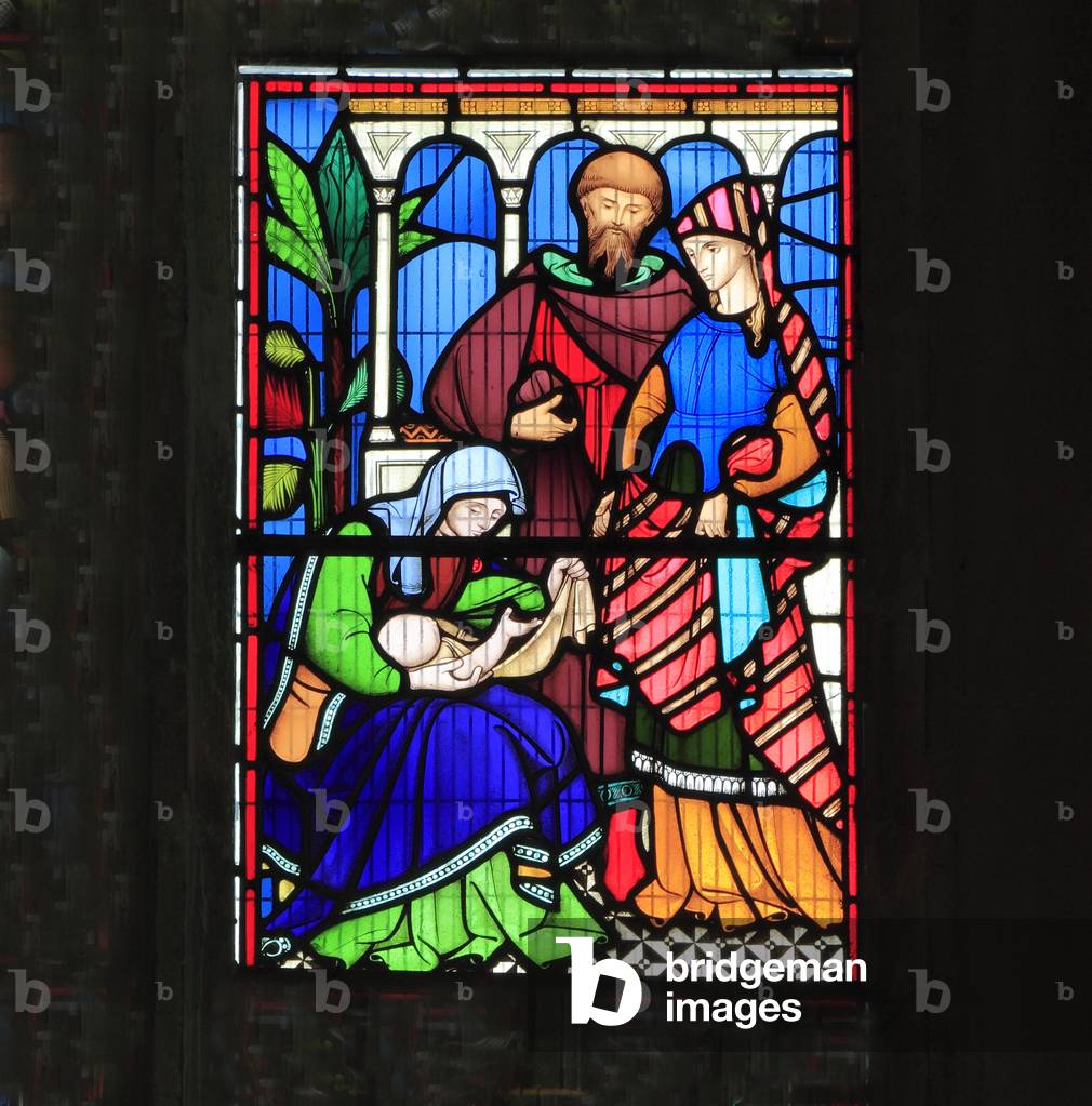 The story of Ruth, stained glass window by Robert Bayne, of Heaton, Butler & Bayne, 1862, Sculthorpe Church, Norfolk (photo)