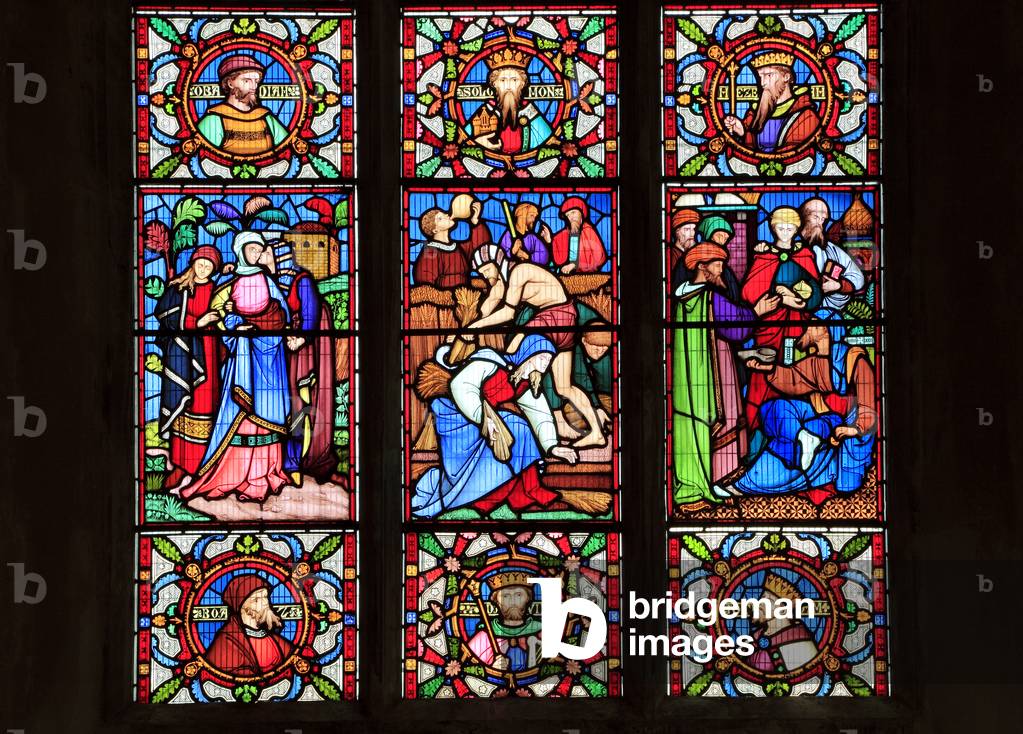 The Story of Ruth, stained glass window by Robert Bayne 1862, Sculthorpe Church, Norfolk (photo)