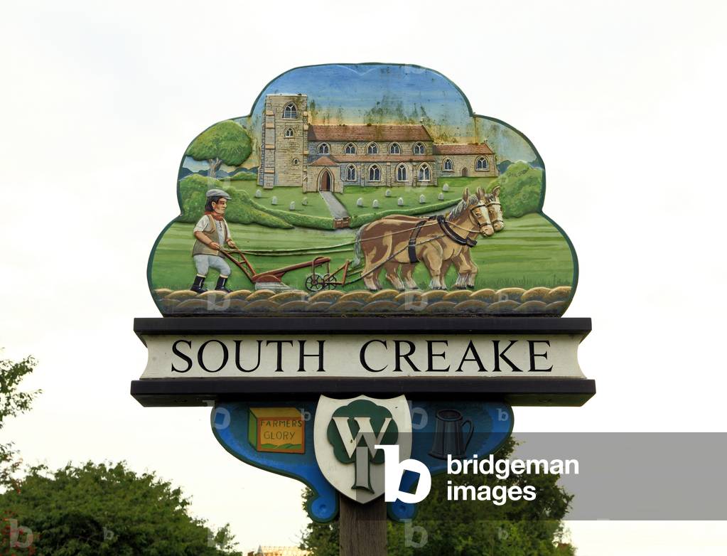 South Creake, village sign, Norfolk, England, UK, English village signs, W.I. Womens Institute
