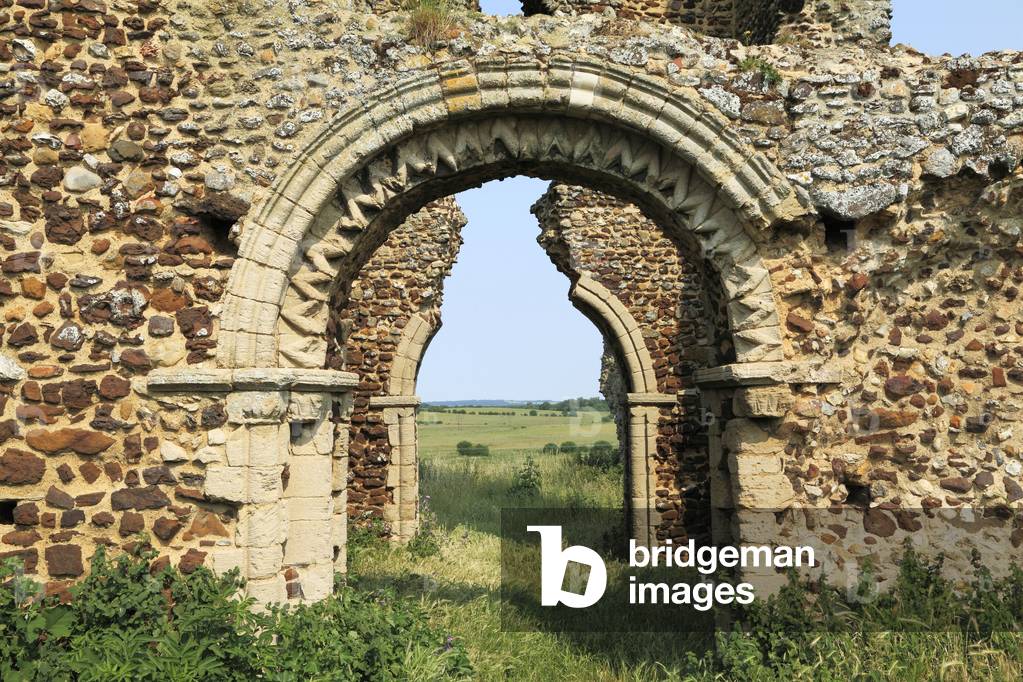 Ruins of the Norman church tower, Old Church, Bawsey, Norfolk (photo)
