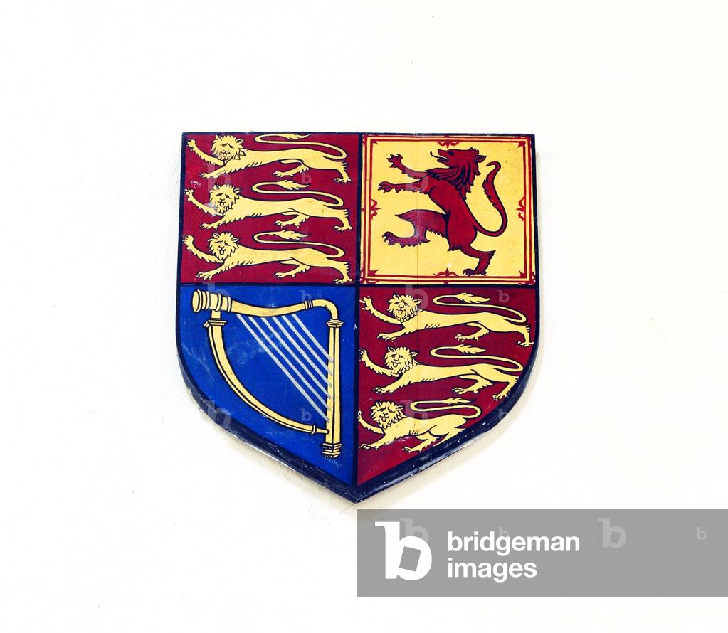 Shield , Royal Coat of Arms, Flitcham, Norfolk, England, UK