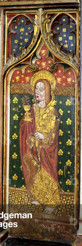 St. John the Evangelist, detail of the rood screen, St. Agnes Church, Cawston, Norfolk, UK (tempera on wood)