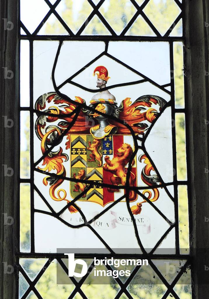 Walpole coat of arms, Houghton church, Norfolk (stained glass)