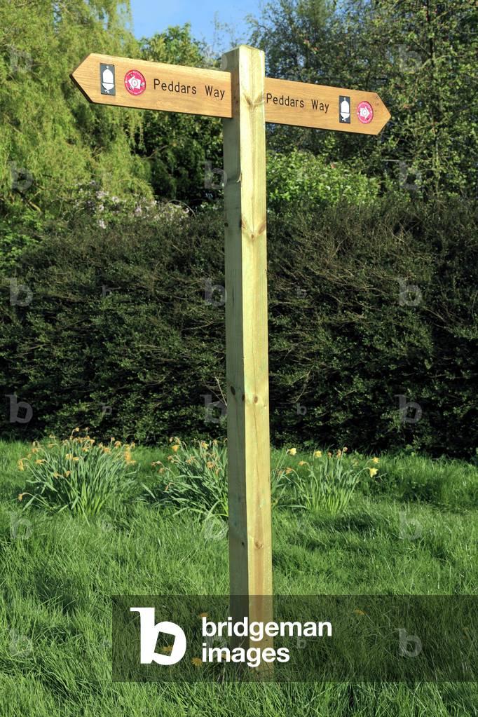 Peddars Way footpath sign, Acorn Trust, Cycle Route, Holme next the Sea, Norfolk (photo) 