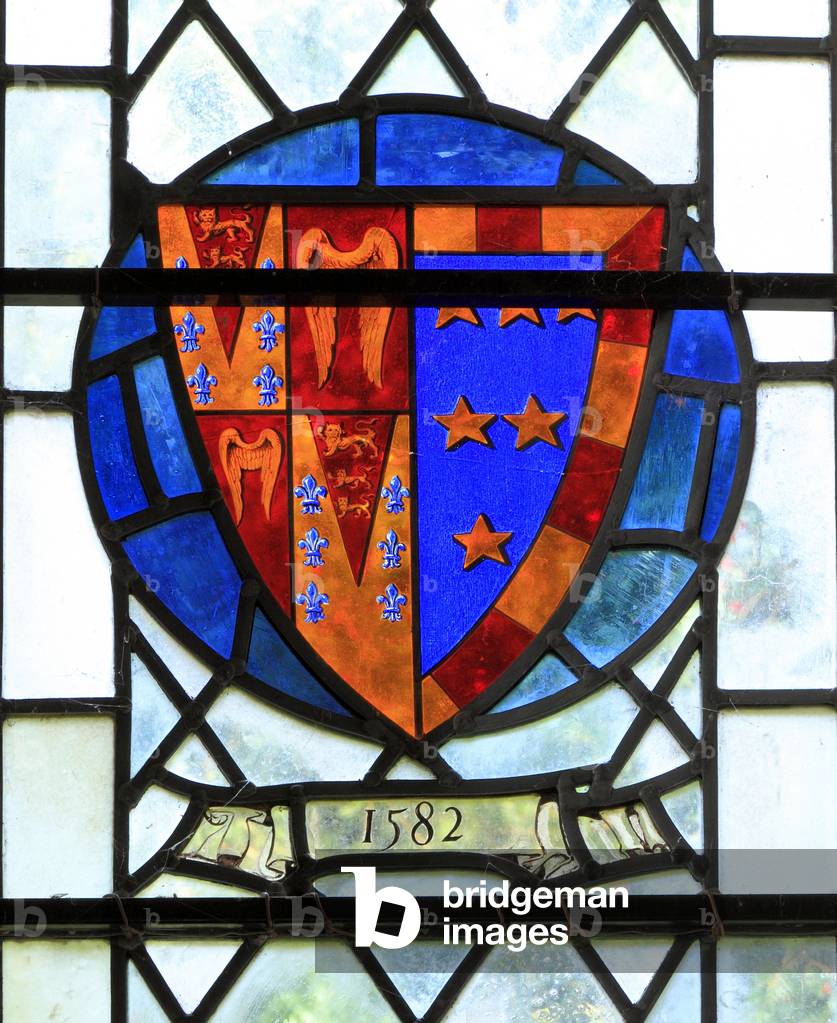 Arms of Edward Seymour of Berry Pomeroy, Devon, 1582 (stained glass)