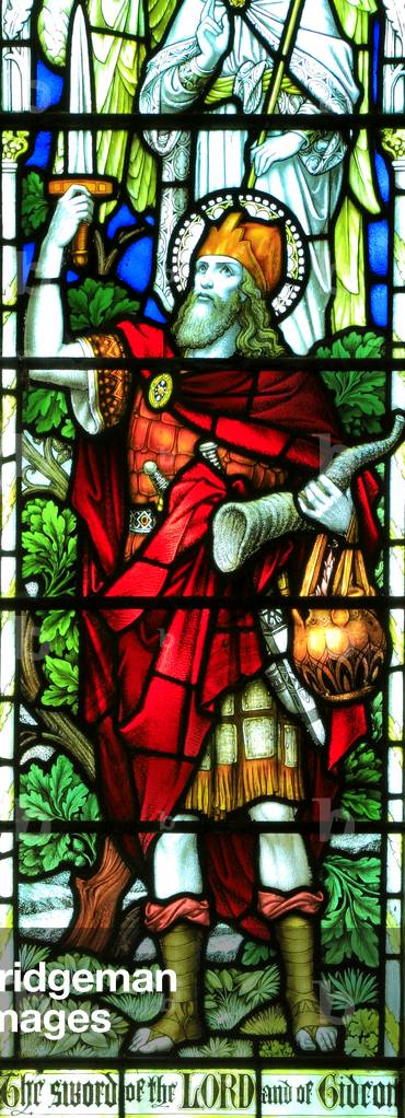 Stained glass window showing Gideon, All Saints Church, Warham, Norfolk (photo)