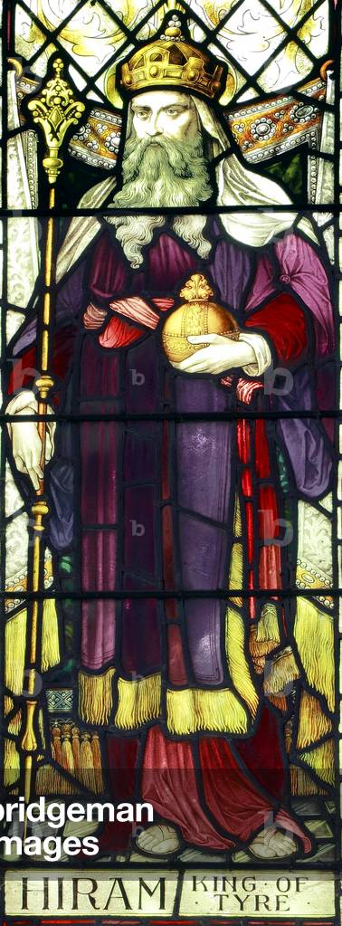 Window depicting Hiram, Phoenician King of Tyre, late 19th century (stained glass)