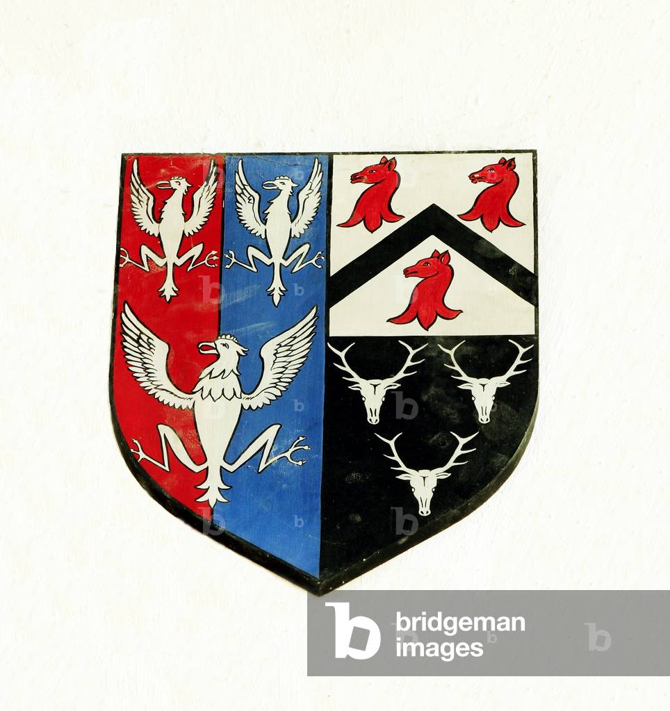 Shield, Coat of Arms of the Earl of Leicester, displayed eagle, Flitcham, Norfolk, England, UK