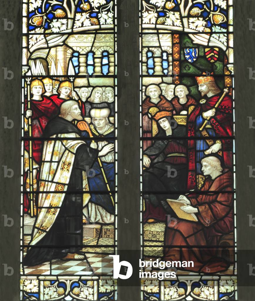 Archbishop Theodore and Venerable Bede, from St. Nicholas Church, Blakeney, Norfolk, 1900 (stained glass)