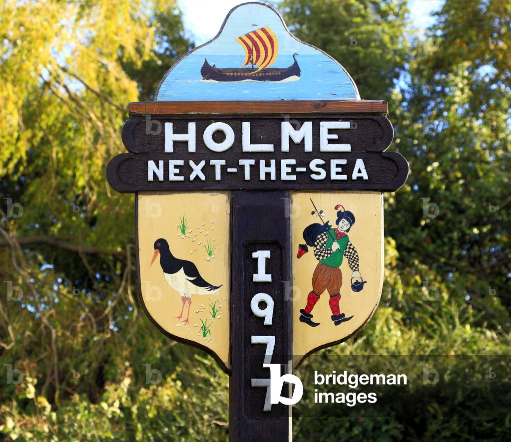 Holme Next-The-Sea Village Sign, Norfolk, England (photo)