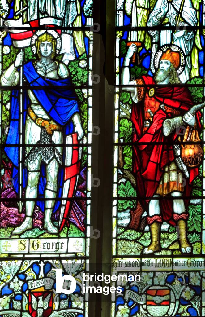 St. George, Gideon, stained glass window, Warham, Norfolk, England, UK