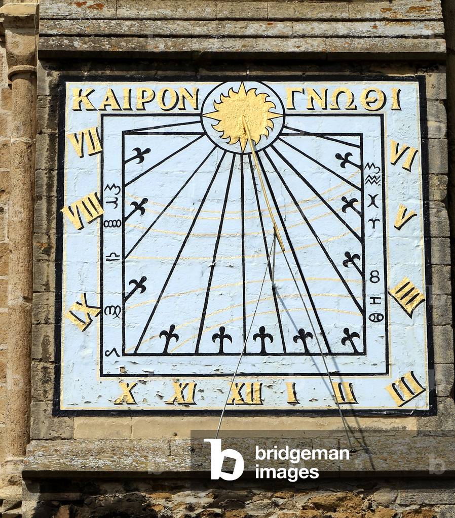 Sundial on South Transept wall of Ely Cathedral, Ely, UK (photo)