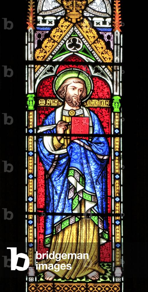 St. Mark, stained glass window, by William Wailes, 1853, Swaffham, Norfolk, England, UK