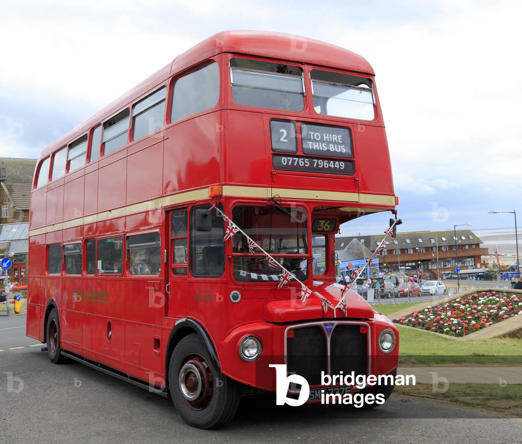 Vintage red London Transport bus, Hunstanton, Norfolk (photo)