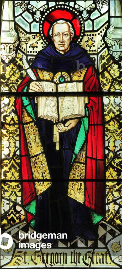 Stained glass window depicting St. Gregory the Great, Docking, Norfolk (photo)