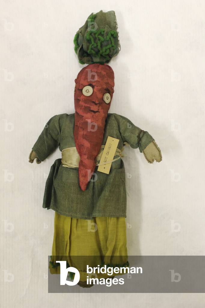 Lady Carrot rag doll, head is the shape of a carrot, 1920s