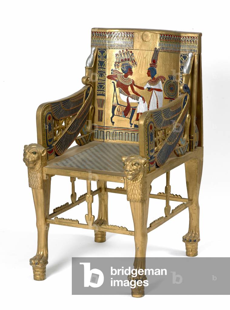 Replica throne of Tutankhamun, 1924 (painted & gilded wood)
