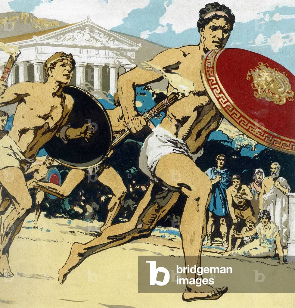 The Ancient Olympic Games Greek athletes during a relay race, early