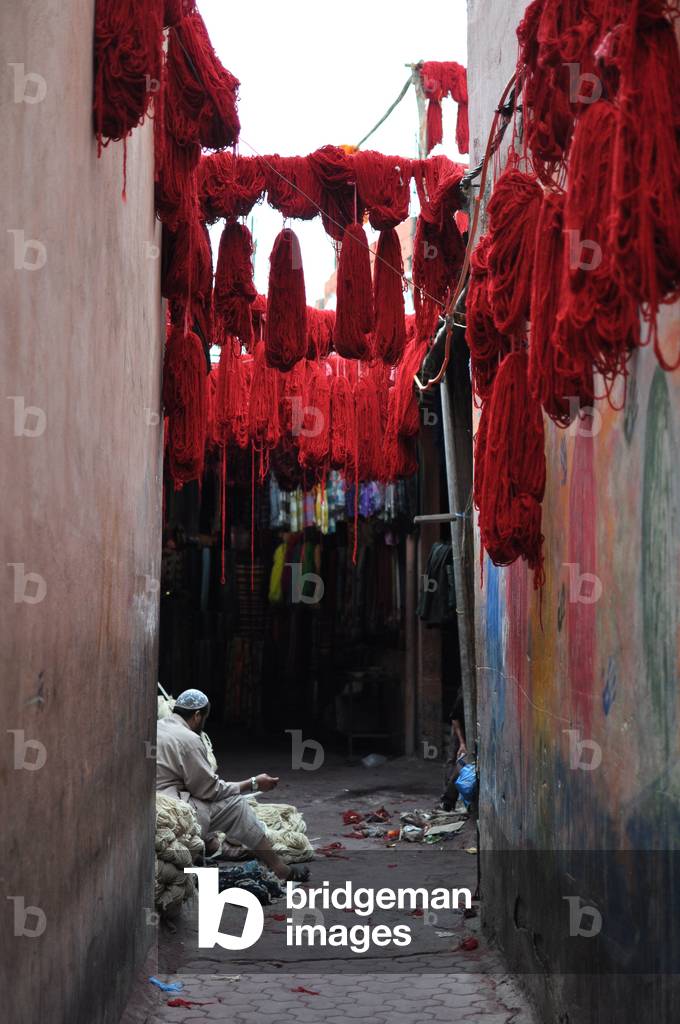 Wool dyeing, Marrakech, Morocco (photo)