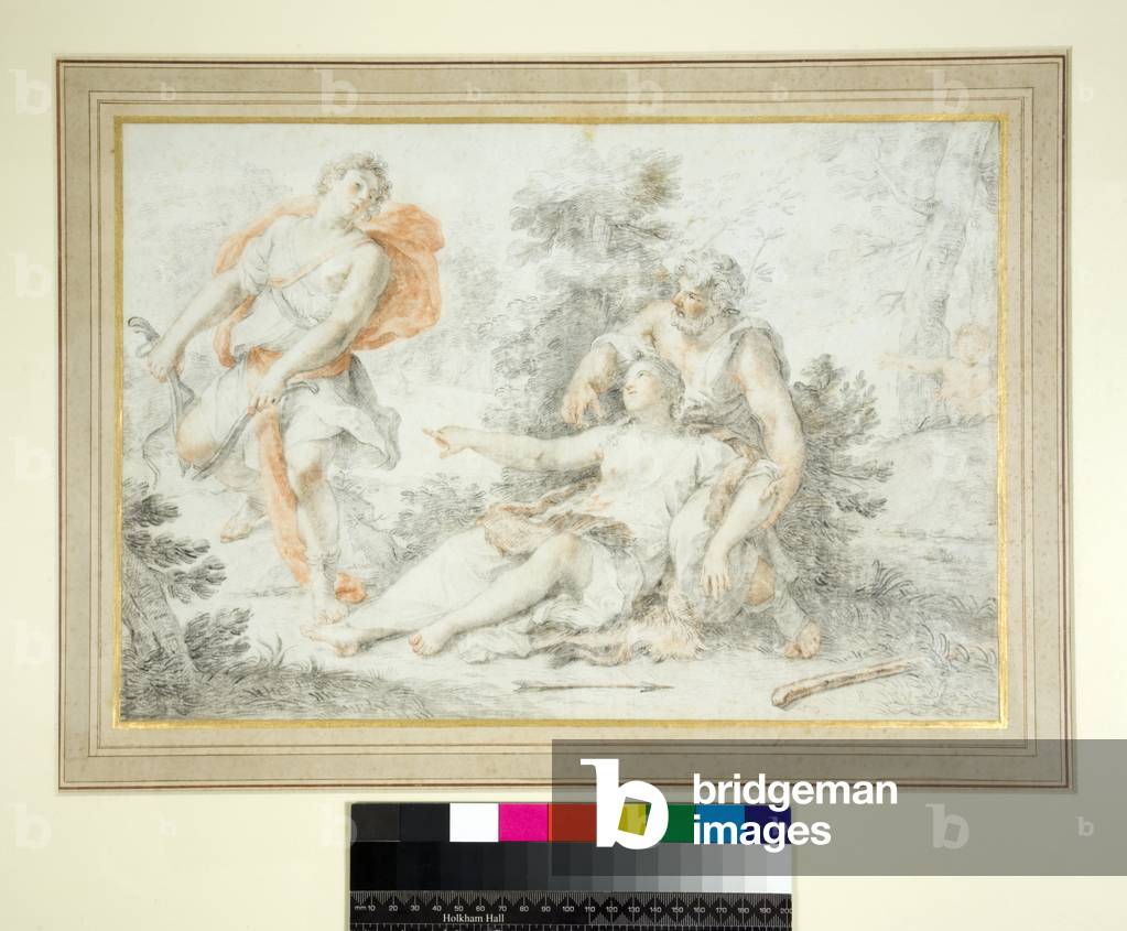 Jupiter and Diana, (red and black chalk on parchment)