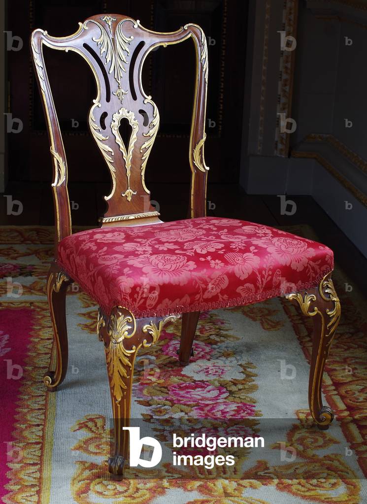 A Harlequin George II Dining Chair, 1757 (mahogany and parcel-gilt)