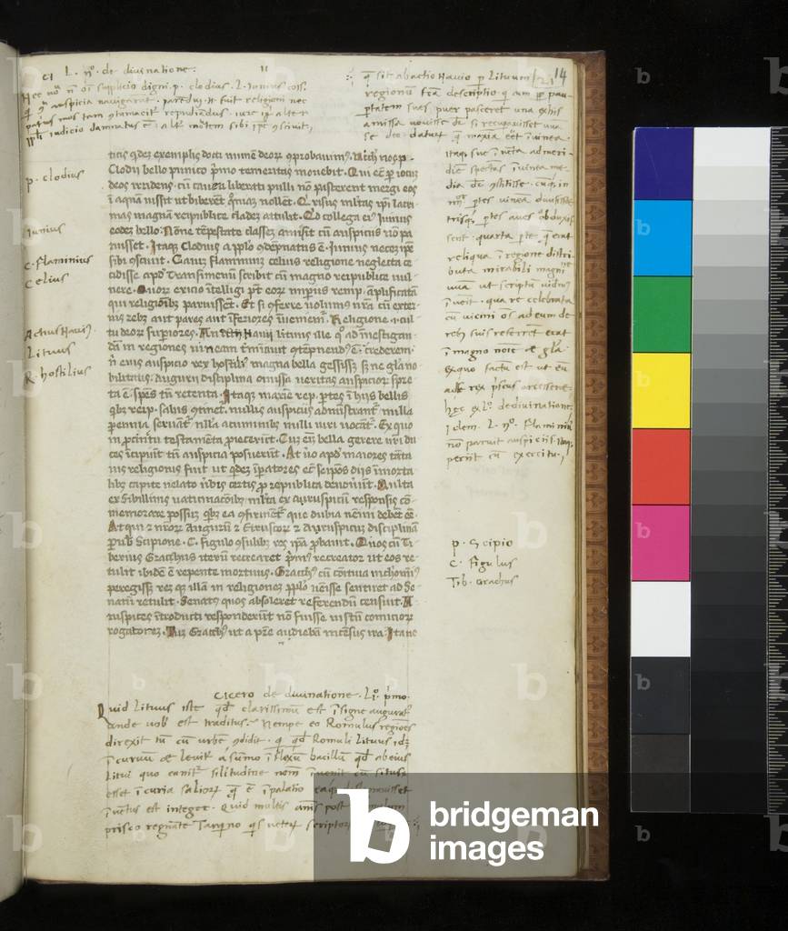 Ms 381. Cicero, De natura deorum, f.14r. Example of a rounded gothic late 14th-century bookhand, late 14th Century (parchment)