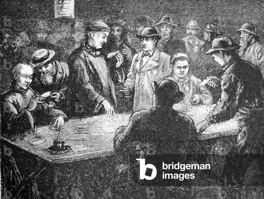 Chinese Lottery in San Francisco California US, 1883 (engraving)