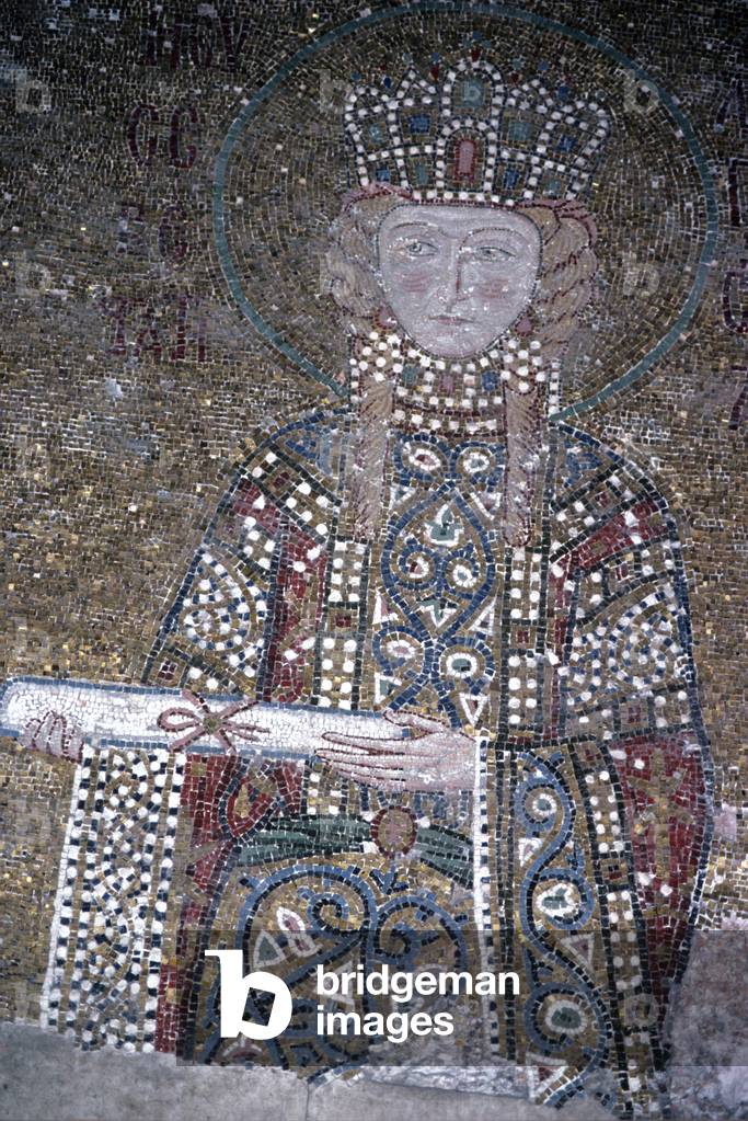 Byzantine Empress Irene, mosaic. Santa Sophia, Istanbul, Turkey