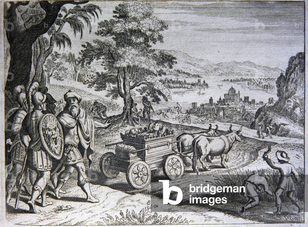 Philistines send Art of Covenant back to Judea. Wood engraving. French Bible.