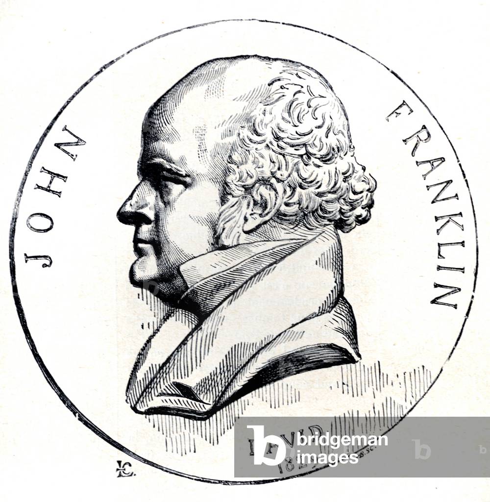 Portrait of English Arctic Explorer Sir John Franklin, 1884 (engraving)