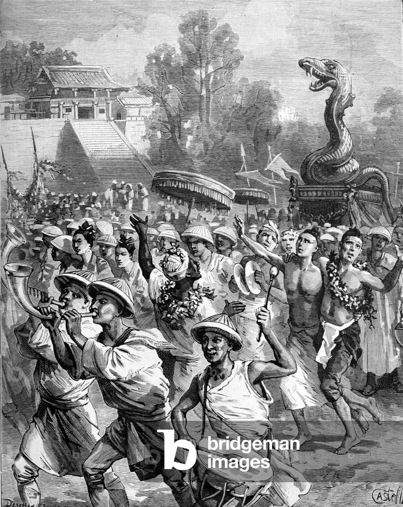 Dragon Festival Cochinchina Vietnam, 1885 (engraving)