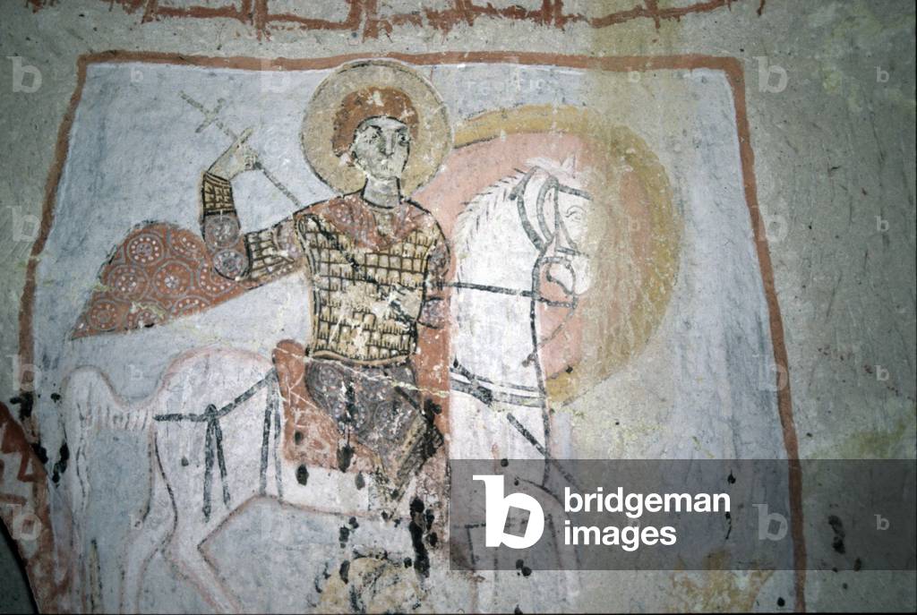 Byzantine fresco, St Basil from St Basil's Chapel, Cappadocia, Turkey