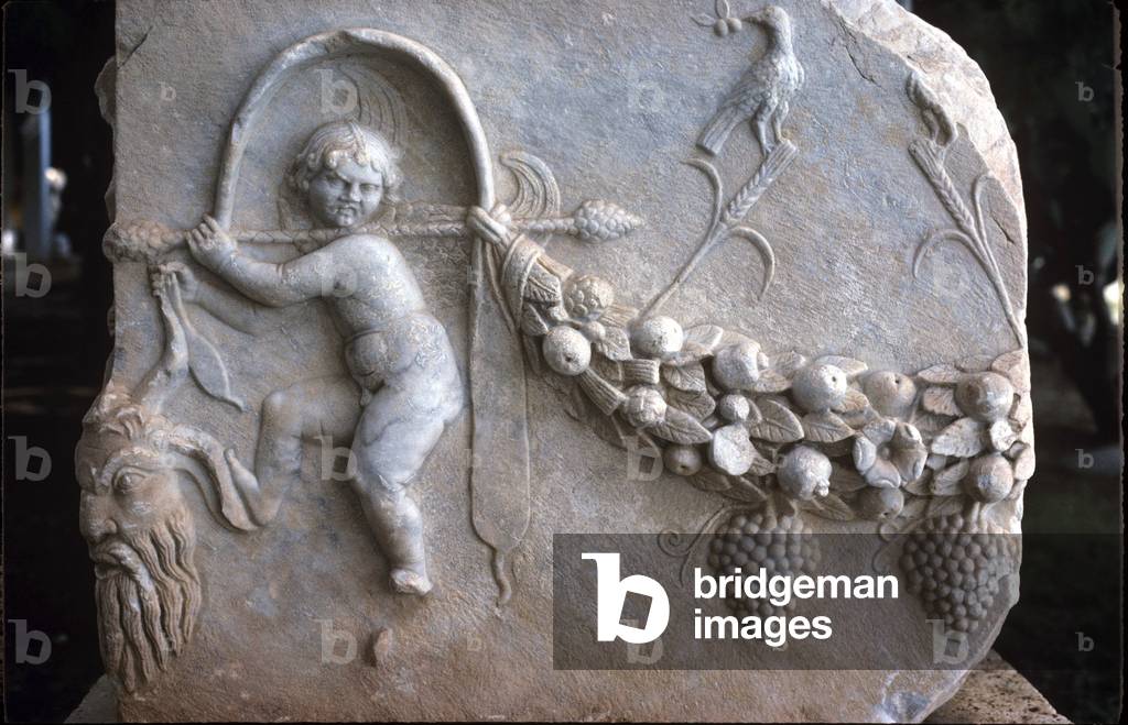 Roman sarcophagus relief. Eros. South Anatolia. Turkey