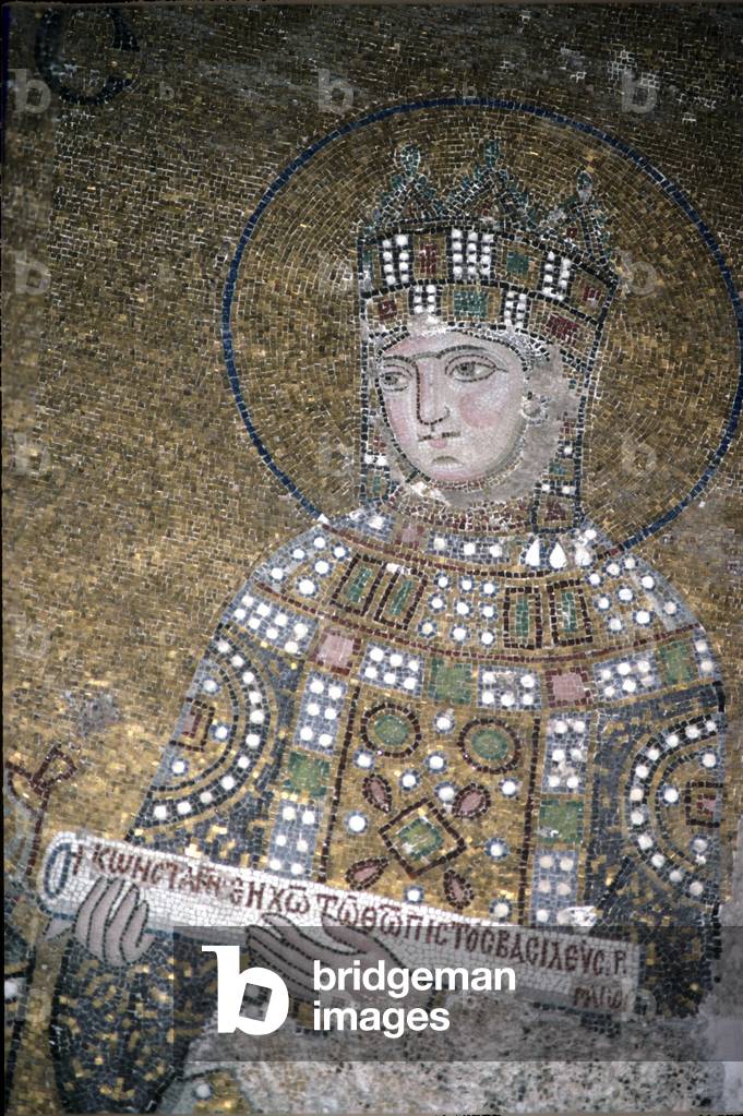 Byzantine Empress Zoe.  with scroll. Mosaic. Santa Sophia, Istanbul, Turkey