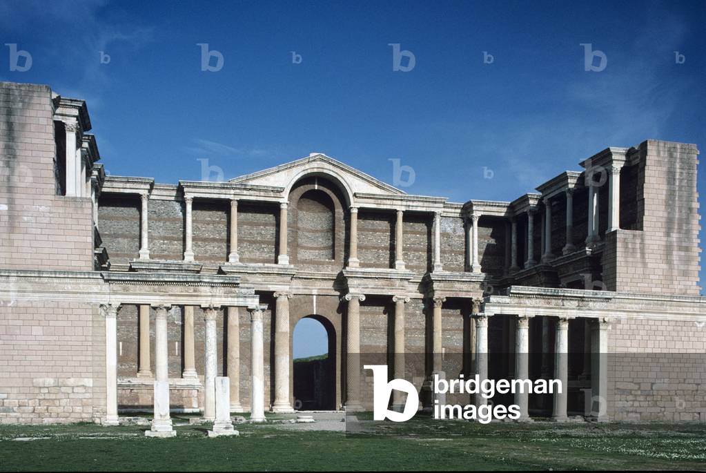 Ruins at Sardis, ancient Lydian capital, 2-3 rd c. AD, Portal and marble court, Turkey