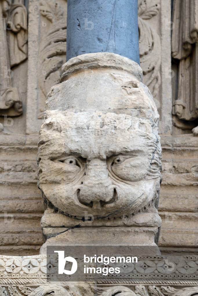 Column Base with Stylised Lion Romanesque Sculpture on Façade of the Church of Saint Trophime Arles France, 11th-12th century (Romanesque Sculpture)