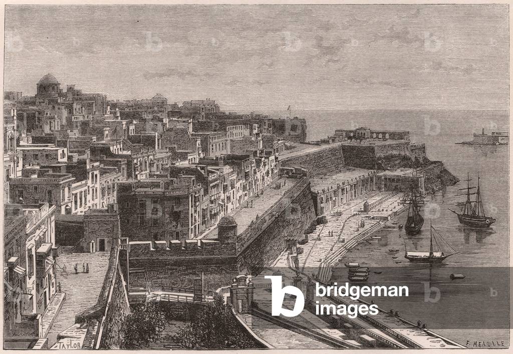 View of Valletta and its port in the XIX century (engraving)