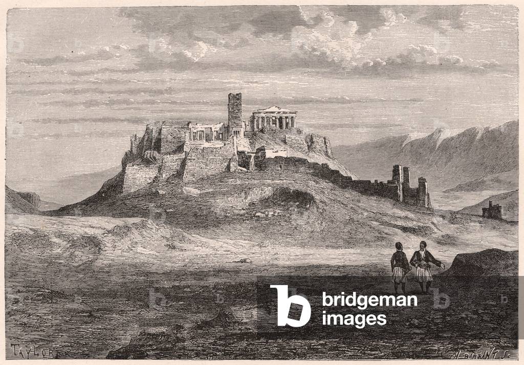 The Acropolis of Athens during the XIX century (engraving)