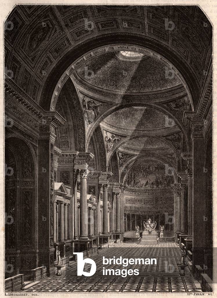 View of the interior of the Church of the Madeleine in Paris in 1843, shortly after it opened for worship (engraving)
