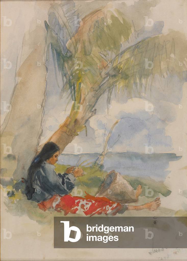 Weaving Hats, Tahiti, 1903 (w/c on paper) 